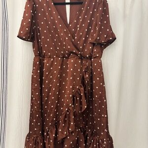 Torrid Brown Polka Dot Midi Dress